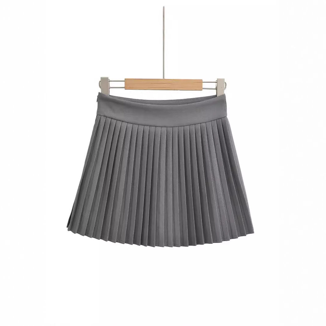 Narrow edged accordion pleated suit with pleated tennis skirt