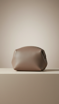 Silken Taupe Leather Travel Pouch Soft-Grain Finish