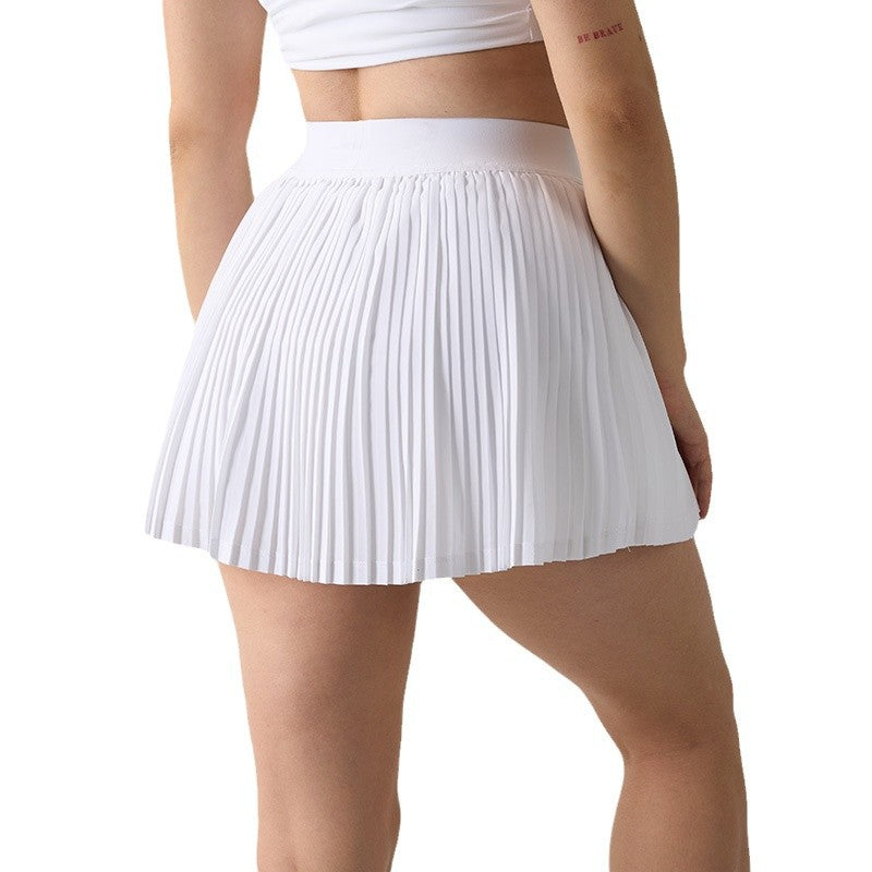 Short Skirt Two-Piece Anti-Chafing Tennis Skirt Side Pocket Pleated Sports Skirt