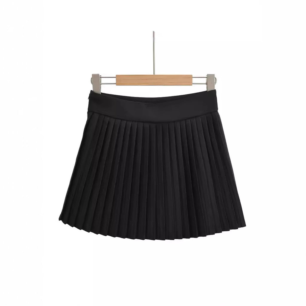 Narrow edged accordion pleated suit with pleated tennis skirt