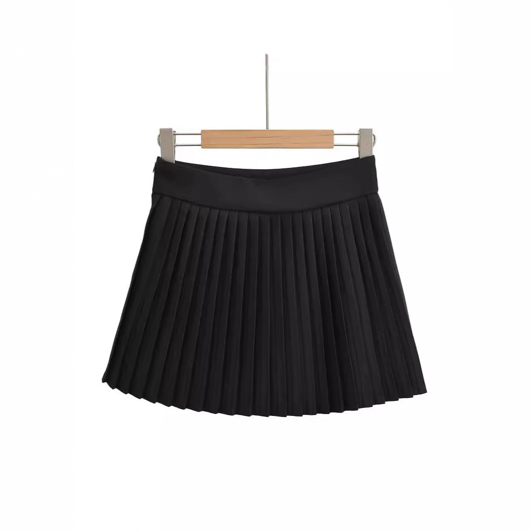 Narrow edged accordion pleated suit with pleated tennis skirt
