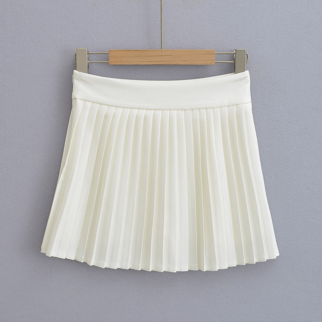 Narrow edged accordion pleated suit with pleated tennis skirt