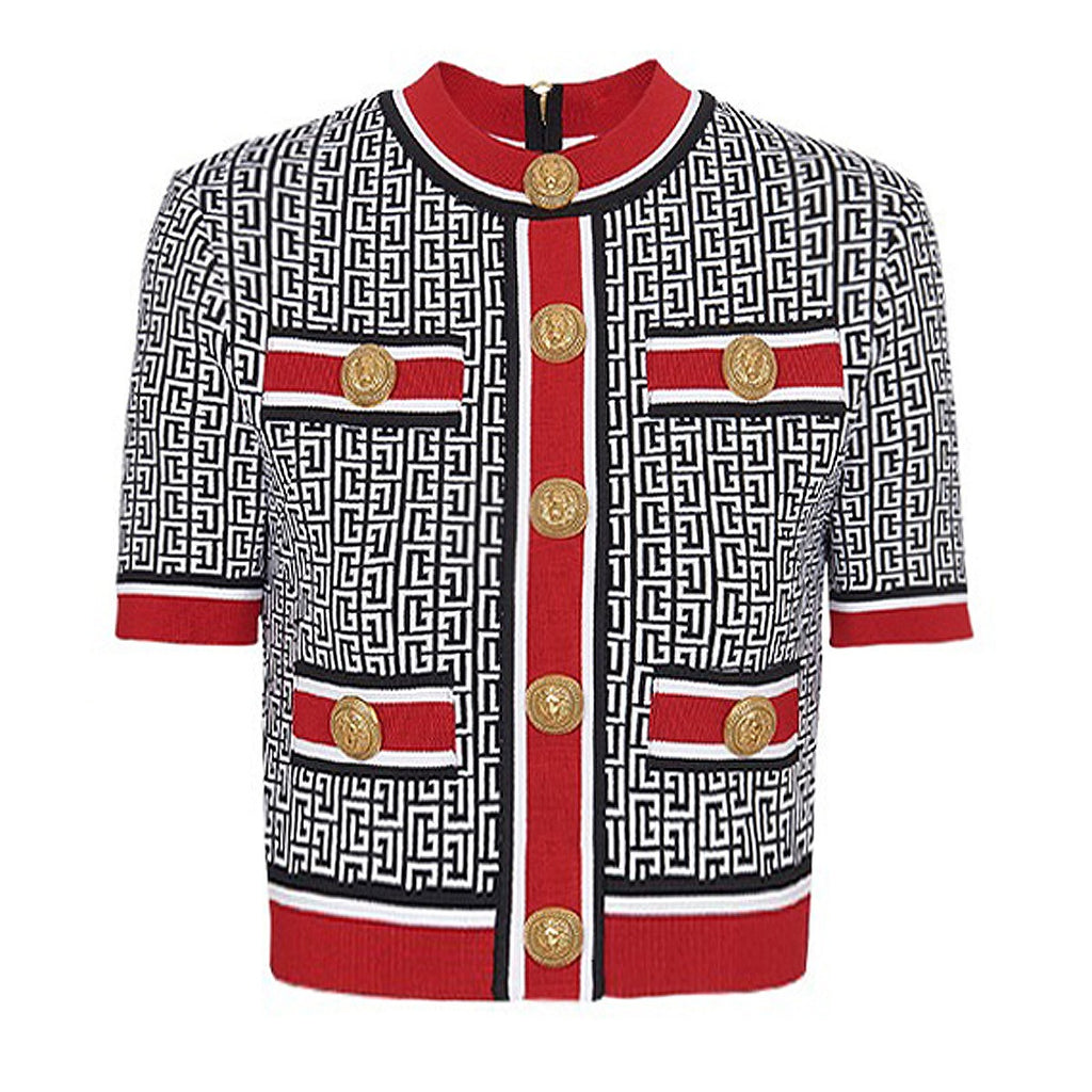 Summer new short sleeve crew neck sweater top fashion cardigan coat T-shirt woman