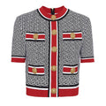 Summer new short sleeve crew neck sweater top fashion cardigan coat T-shirt woman