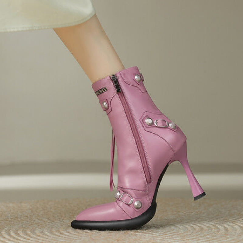 New Sexy High Heels Platform Genuine Leather Shoes Woman Ankle Boots Autumn WInter Warm