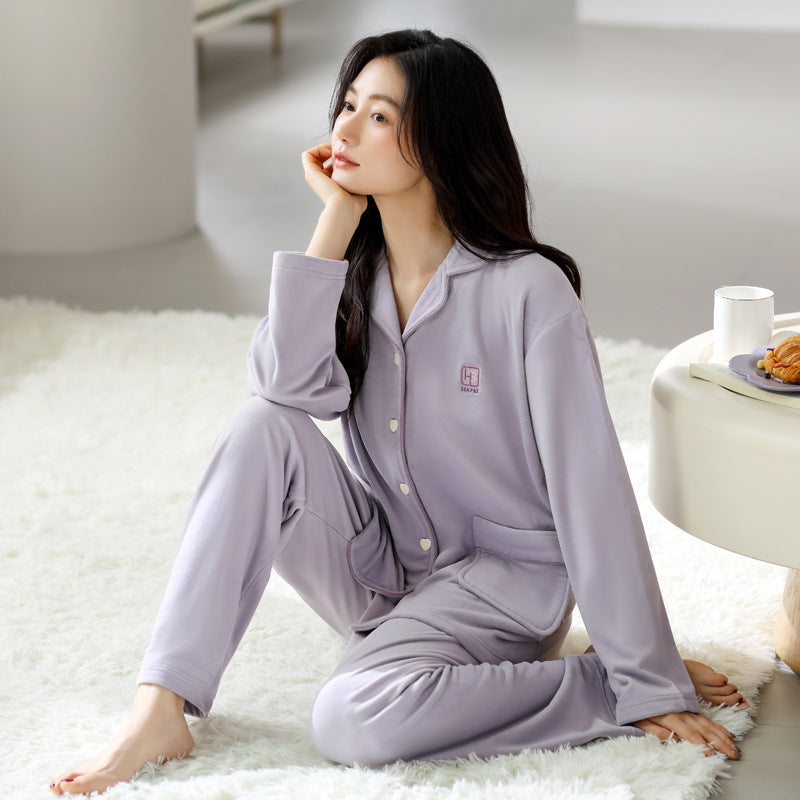 Pajamas with fleece warm home clothes for women