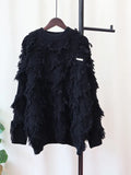 Tassel Long Sleeve Sweater Women O-neck Loose Pink Pullovers Knitwear Top Autumn Winter New Clothes