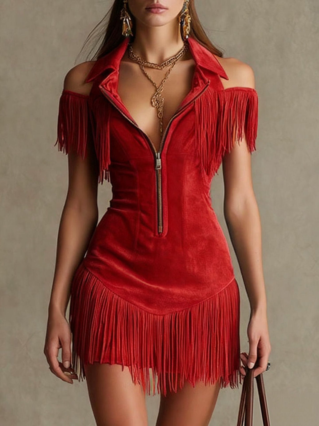 Tassel off shoulder dress