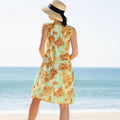 Shoulder leakage round neck printed one-piece sunscreen clothes for women