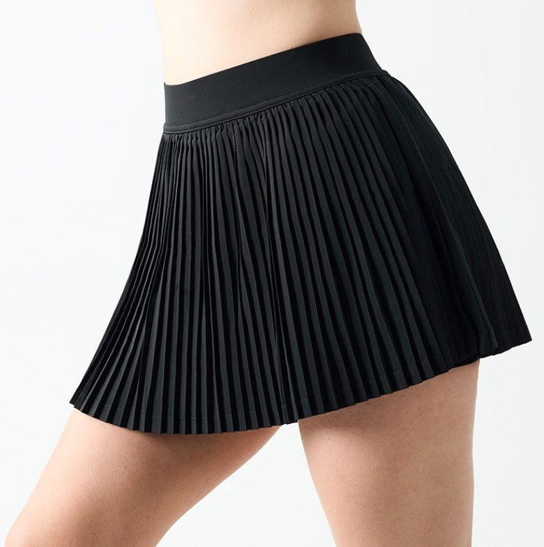 Short Skirt Two-Piece Anti-Chafing Tennis Skirt Side Pocket Pleated Sports Skirt