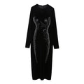 Velvet Midi Dress Woman Long Sleeve Rhinestone Long Dresses For Women Winter Elegant Dresses Female Party Dress