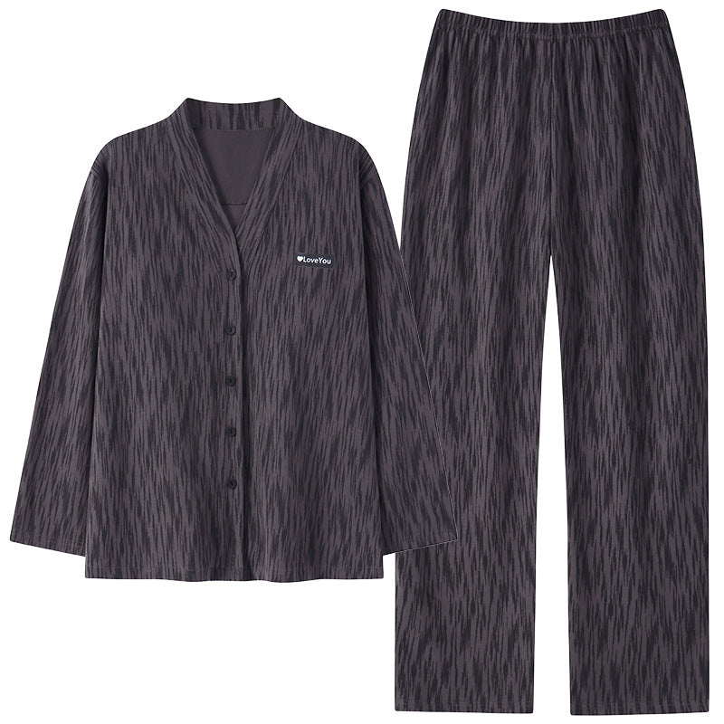 Pajama Set Women's Home Clothes Long Sleeve Cardigan Pajama Women