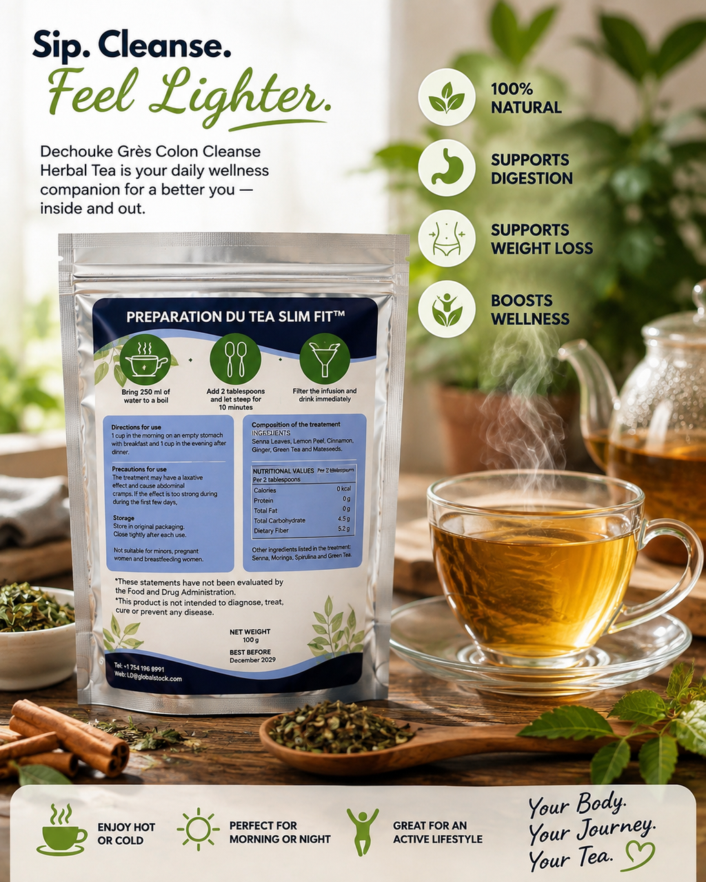 Dechouke Grès Colon Cleanse Herbal Tea – Daily Detox & Wellness Tea