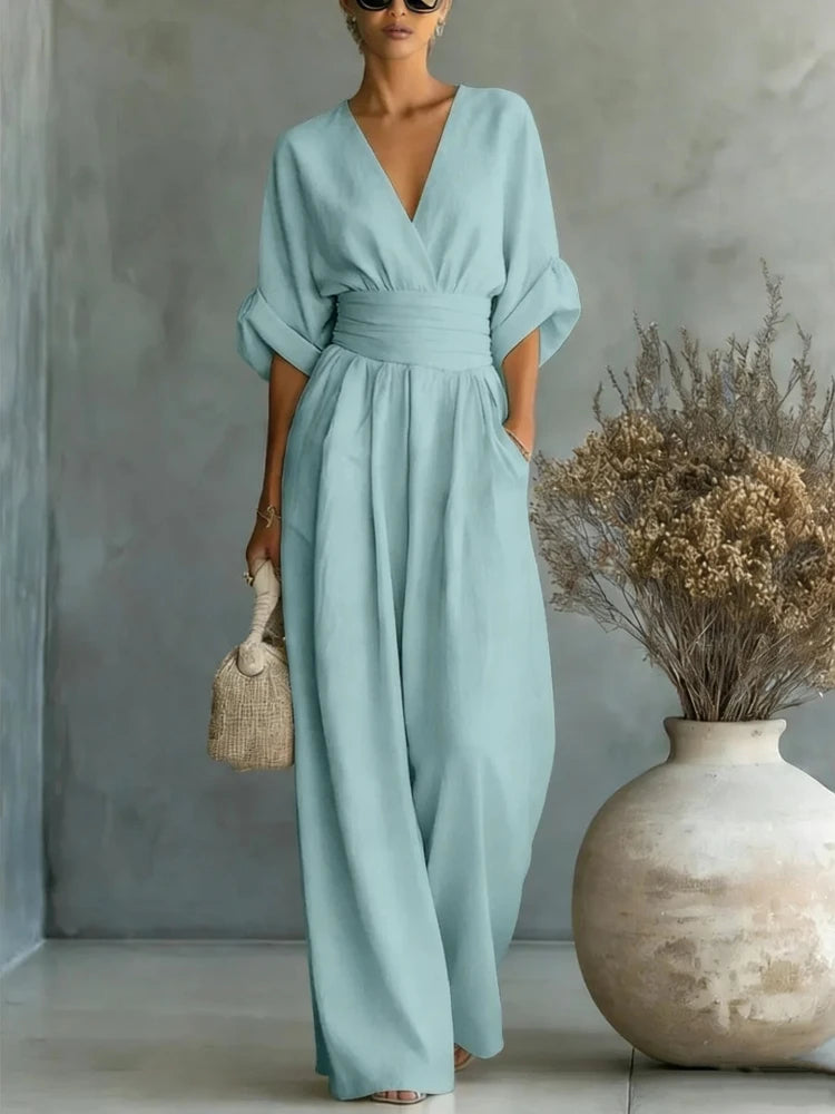 HELENA | V NECK SUMMER JUMPSUIT