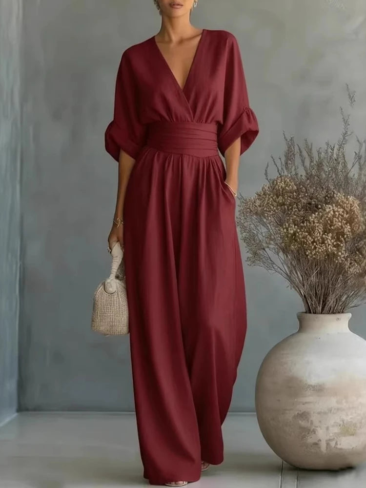 HELENA | V NECK SUMMER JUMPSUIT