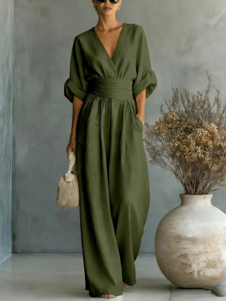 HELENA | V NECK SUMMER JUMPSUIT