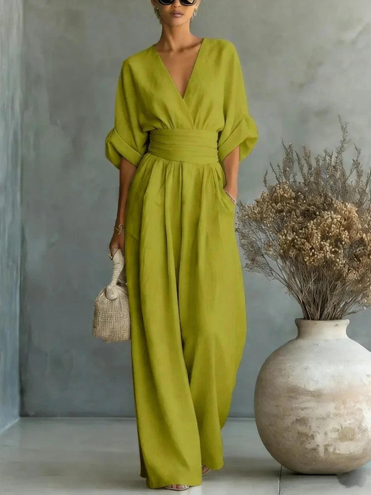 HELENA | V NECK SUMMER JUMPSUIT