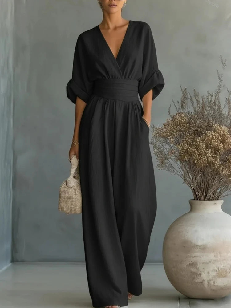 HELENA | V NECK SUMMER JUMPSUIT