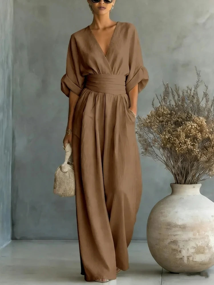 HELENA | V NECK SUMMER JUMPSUIT