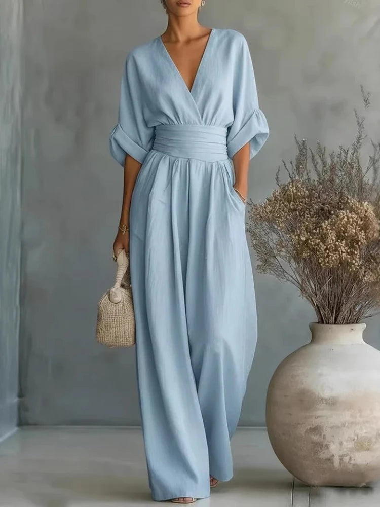 HELENA | V NECK SUMMER JUMPSUIT