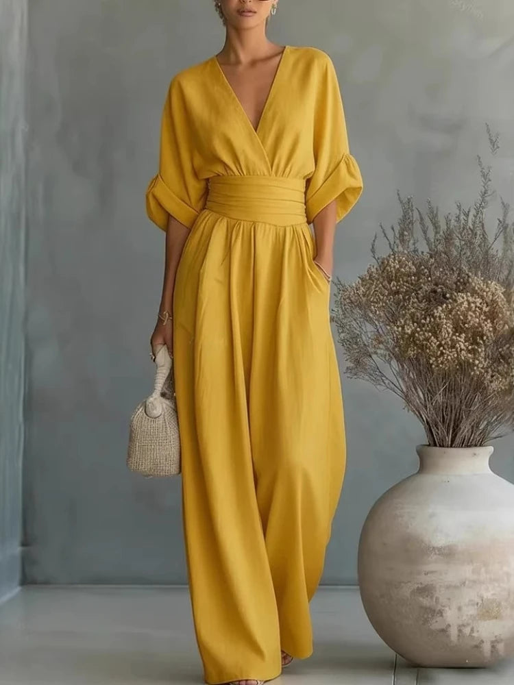 HELENA | V NECK SUMMER JUMPSUIT