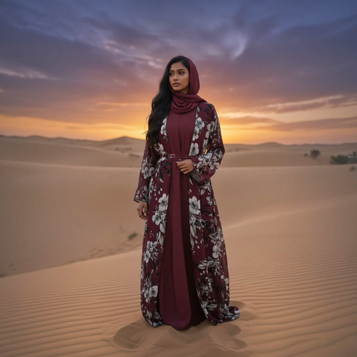 Safa Chiffon Abaya Elegant 4-piece printed