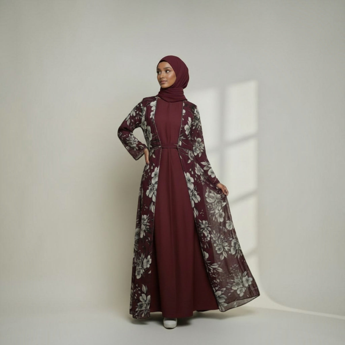 Safa Chiffon Abaya Elegant 4-piece printed