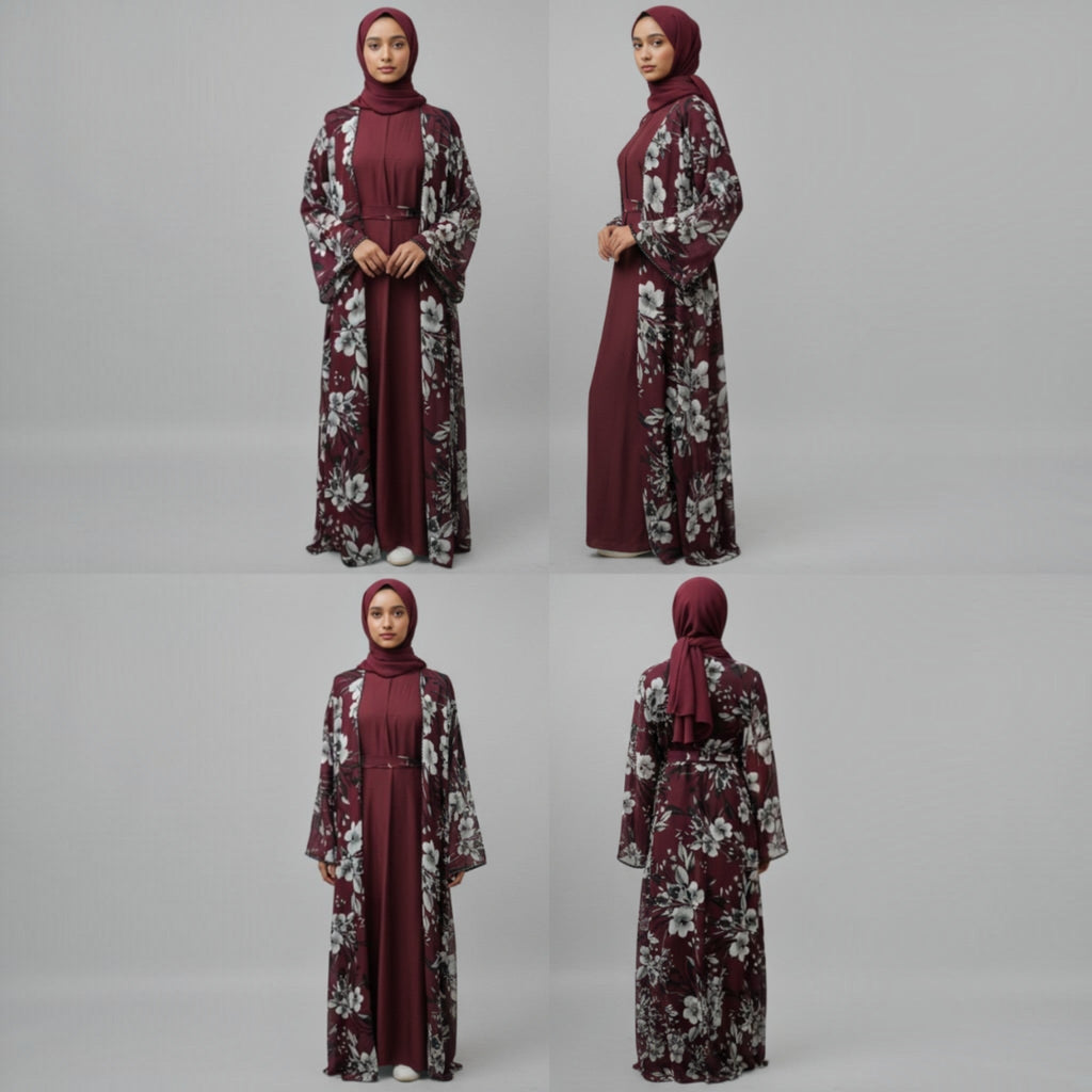 Safa Chiffon Abaya Elegant 4-piece printed