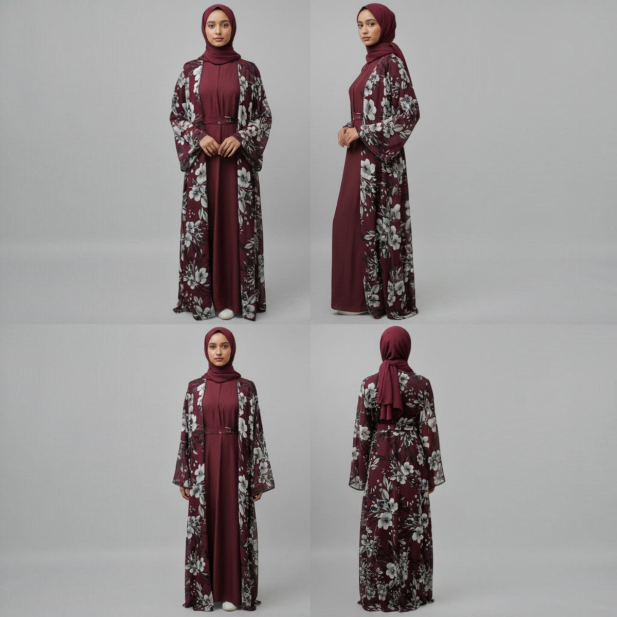 Safa Chiffon Abaya Elegant 4-piece printed