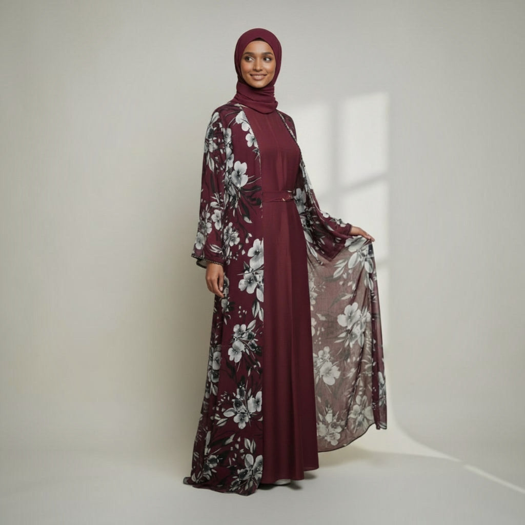 Safa Chiffon Abaya Elegant 4-piece printed